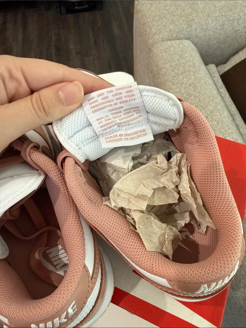 Nike Women’s Dunk Low in White and Pink Sand